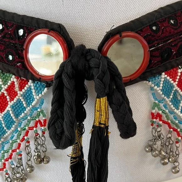 Bohemian Mirror Beaded Belt with Bells and Tassels Tribal Bellydance - Picture 2 of 9